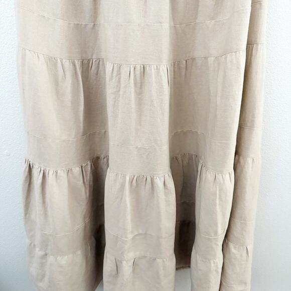 HOUSE OF HARLOW 1960 x REVOLVE | Tan Tiered Dress Maxi Tie Bow V-neck | XL - Picture 6 of 6